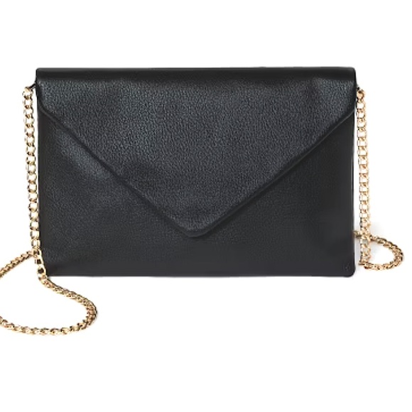 black envelope clutch with gold chain shoulder strap - Picture 2 of 8